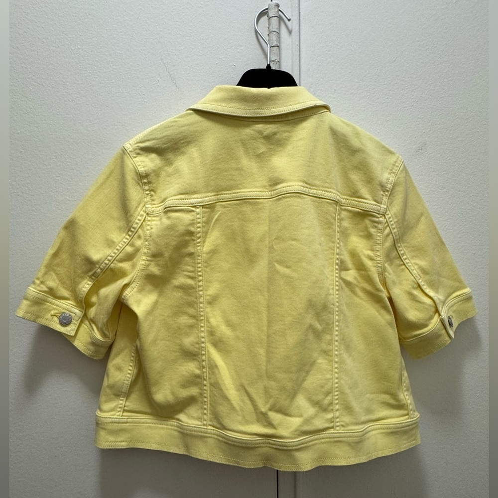 Talbots SHORT SLEEVE Cropped JEAN JACKET - DAISY Medium Butter Yellow - Picture 6 of 6